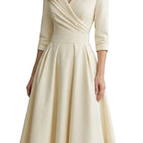 Élodianne – Draped collar elegance – Midi dress