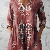 GREEN LONG BLOUSE WITH V-NECK 1