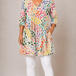 MULTICOLOUR LONG BLOUSE WITH V-NECK 12