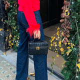 STRUCTURED WOVEN BAG WITH GLOSS FINISH