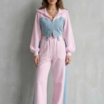 Arlo – Denim Splice – Two-Piece Hoodie & Sweatpant Set