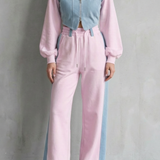 Arlo – Denim Splice – Two-Piece Hoodie & Sweatpant Set