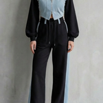 Arlo – Denim Splice – Two-Piece Hoodie & Sweatpant Set