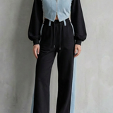 Arlo – Denim Splice – Two-Piece Hoodie & Sweatpant Set