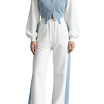 Arlo – Denim Splice – Two-Piece Hoodie & Sweatpant Set