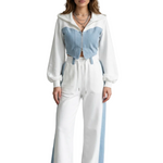 Arlo – Denim Splice – Two-Piece Hoodie & Sweatpant Set