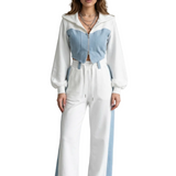 Arlo – Denim Splice – Two-Piece Hoodie & Sweatpant Set