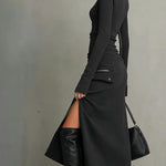 High-neck irregular zipper pocket set
