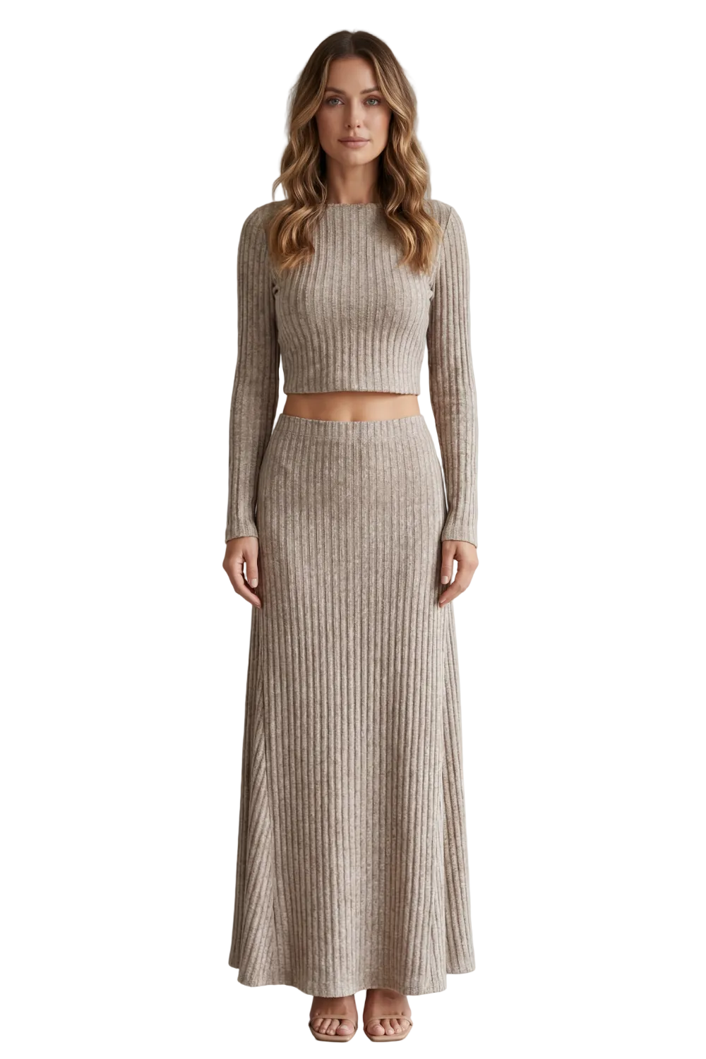 Aubrie – Ribbed Knit Elegance – Two-Piece Lounge Set