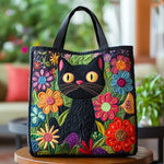 Quilted Tote Bag - Enchanted Black Cat