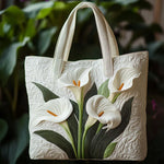 Quilted Tote Bag - White Calla Lilies