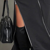 High-neck irregular zipper pocket set