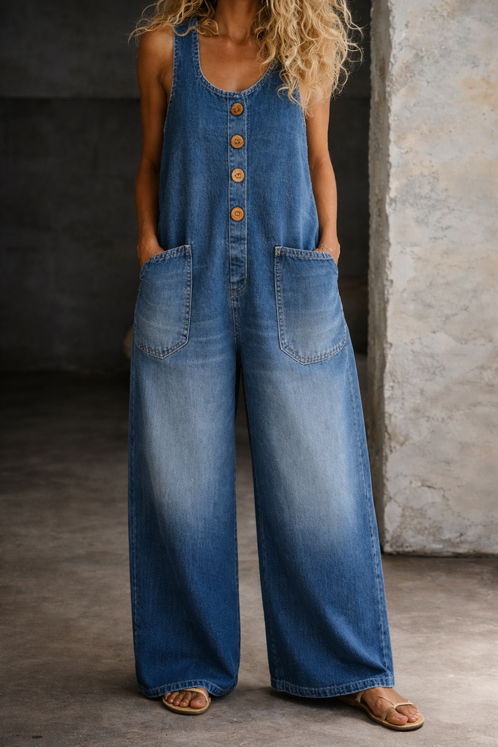 VINTAGE WASHED COTTON OVERALLS