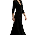 Celeste – Vintage Velvet Long Dress – Elegant Buttoned Swing Skirt with Lapel Detail
