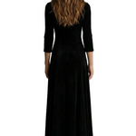 Celeste – Vintage Velvet Long Dress – Elegant Buttoned Swing Skirt with Lapel Detail