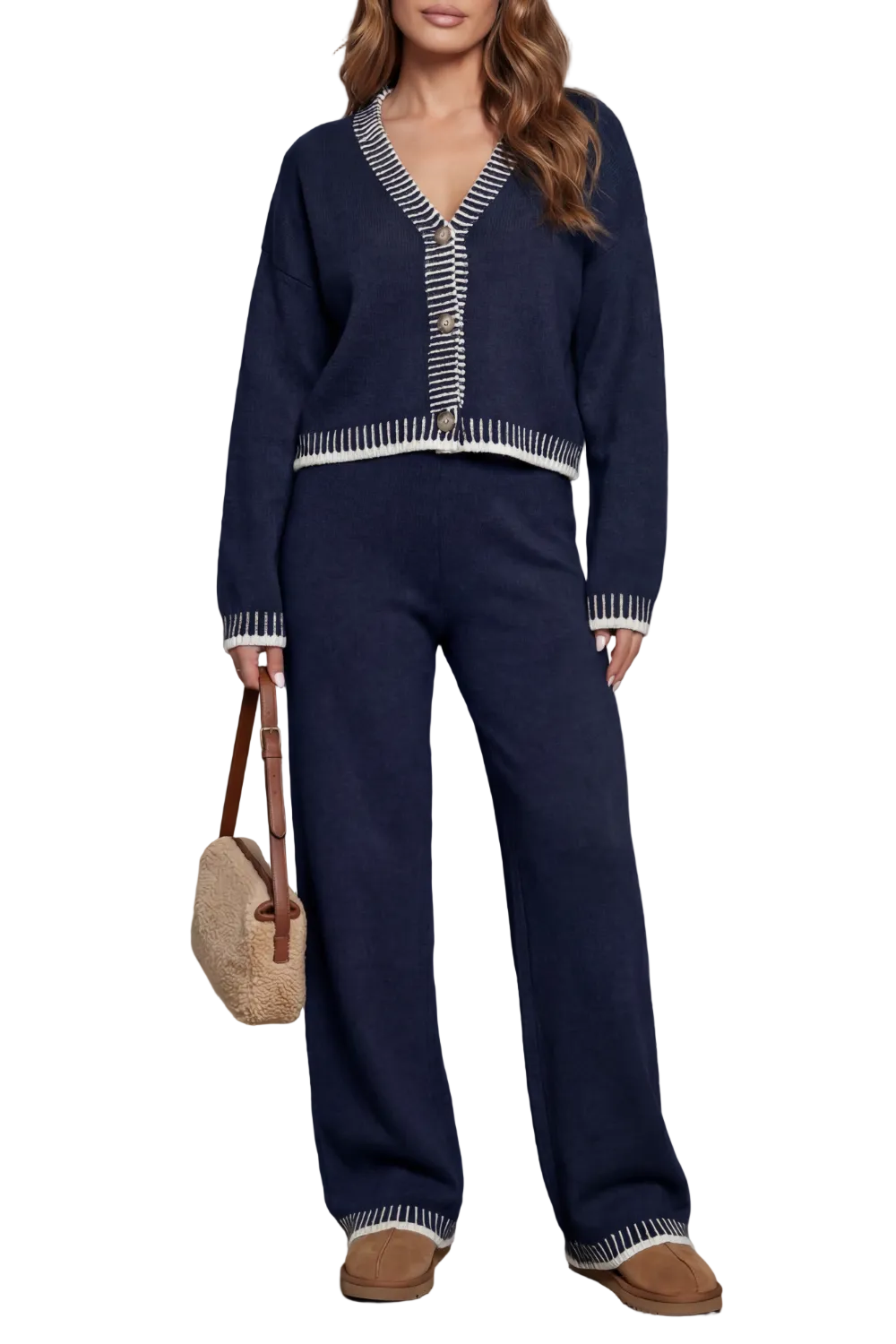 Cerivelle – Contrast trim – Knit loungewear set