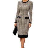 CLASSIC TWEED KNIT DRESS WITH CONTRAST DETAILS