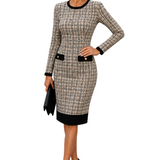 CLASSIC TWEED KNIT DRESS WITH CONTRAST DETAILS