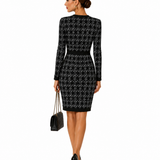 ELEGANT BUTTON-DOWN KNIT DRESS WITH GOLD DETAILS