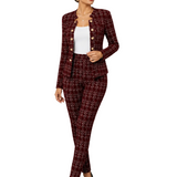 ELEGANT TWEED TWO-PIECE SET WITH GOLD BUTTON DETAILS