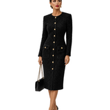 TWEED MIDI DRESS – IVORY BUTTON-DOWN