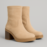 SUEDE BLOCK HEEL ANKLE BOOTS