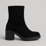 SUEDE BLOCK HEEL ANKLE BOOTS