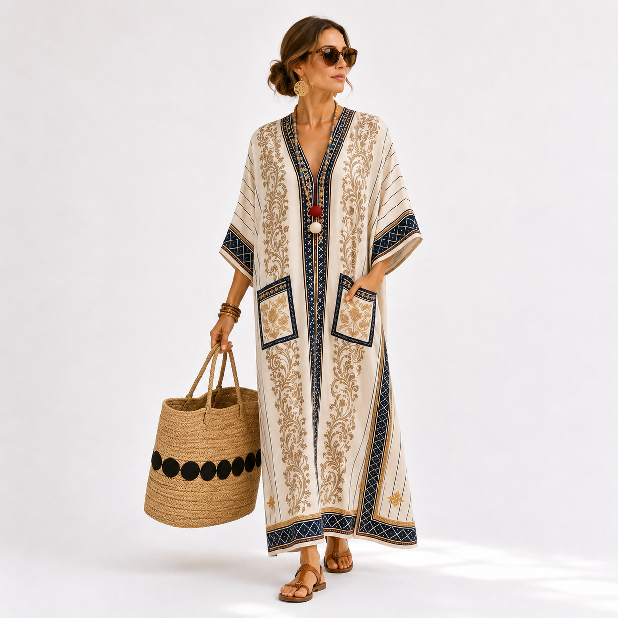 GREY BOHO CAFTAN