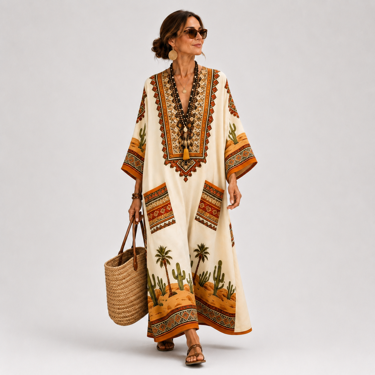 BROWN BOHO CAFTAN