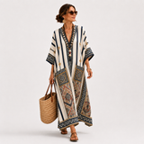 GREY STRIPED CAFTAN
