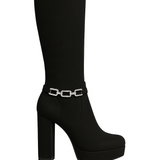 HIGH BLACK BOOTS WITH CHAIN DETAIL