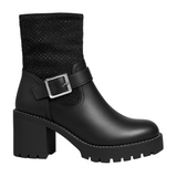 BUCKLE AND RHINESTONE ANKLE BOOTS