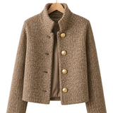 CAMEL TURTLENECK BUTTON-DOWN CARDIGAN SWEATER