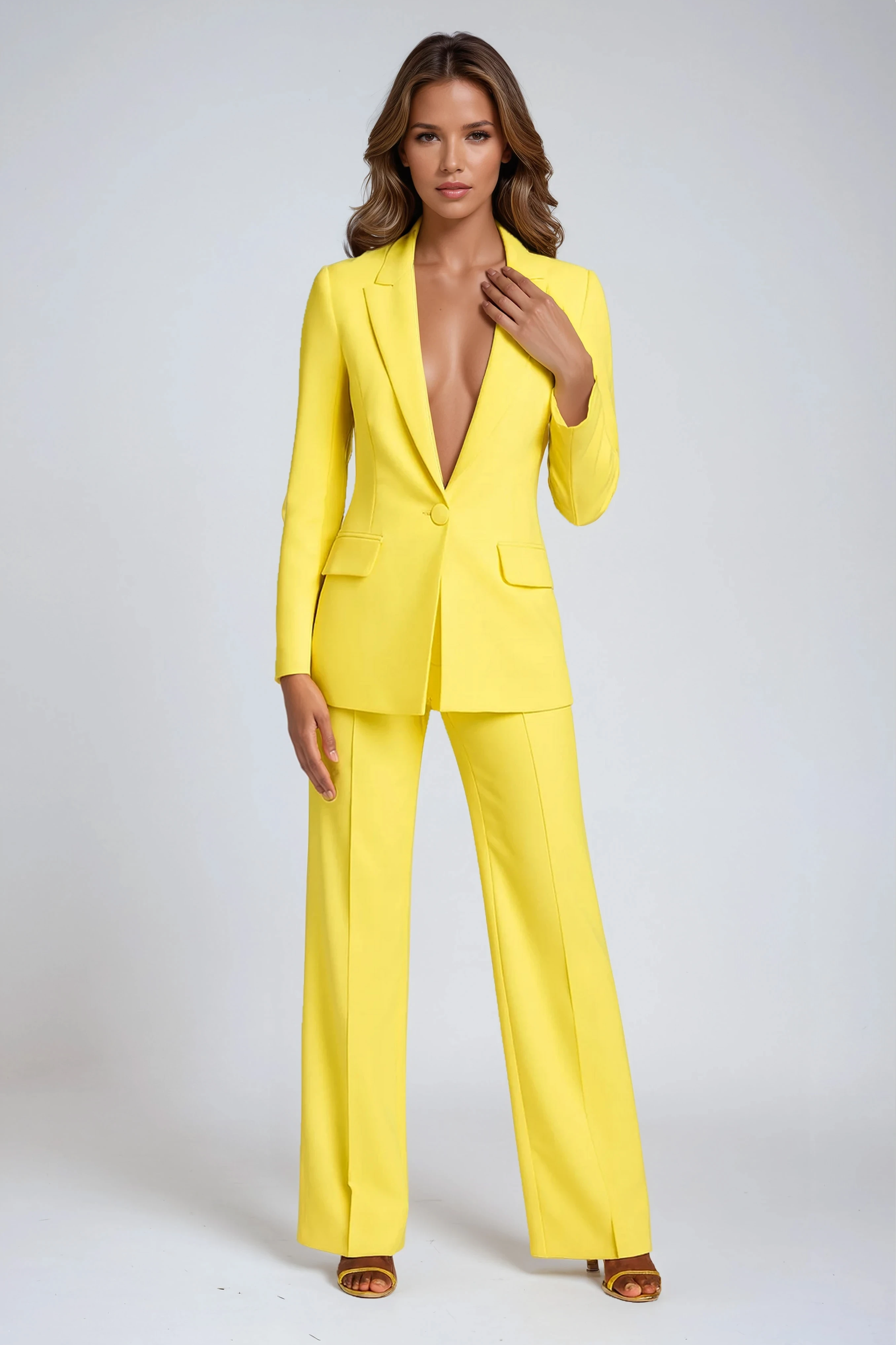 Luna Fashion House | Women's Blazer & Wide Leg Trousers Set - Elegant Tailored Suit