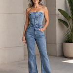 STRAPLESS DENIM JUMPSUIT