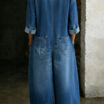 RELAXED WIDE-LEG UTILITY DENIM JUMPSUIT