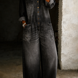 RELAXED WIDE-LEG UTILITY DENIM JUMPSUIT
