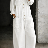 RELAXED WIDE-LEG UTILITY DENIM JUMPSUIT