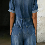 RELAXED TIE-FRONT DENIM JUMPSUIT