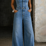 STRAPLESS DENIM JUMPSUIT