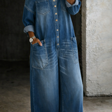 RELAXED WIDE LEG DENIM JUMPSUIT