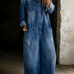 RELAXED WIDE-LEG UTILITY DENIM JUMPSUIT