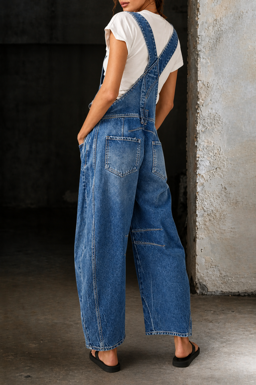BARREL DENIM OVERALLS