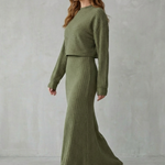 Clara – 2-in-1 Ribbed Knit Set – Maxi Dress & Cropped Pullover
