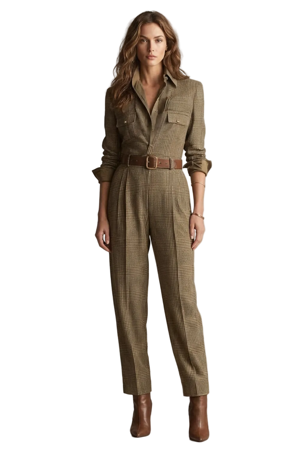 Cléonette – Vintage plaid charm – Tailored jumpsuit