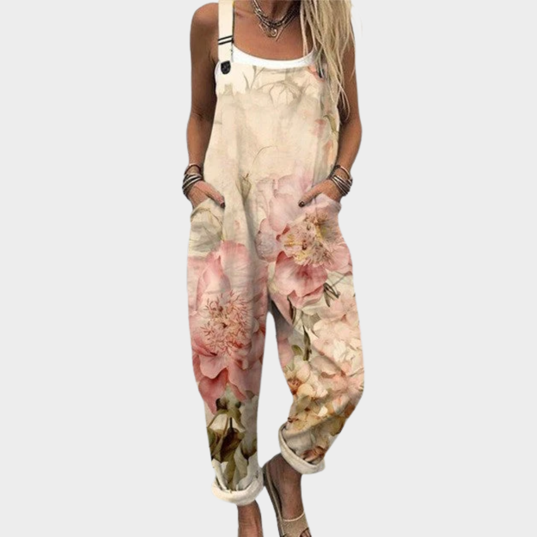 BEIGE PRINTED COMFORT JUMPSUIT