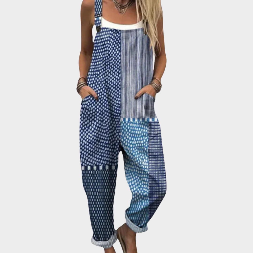 BLUE PRINTED COMFORT JUMPSUIT
