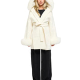 SHORT WOOL JACKET WITH LUXURY FAUX-FUR CUFFS