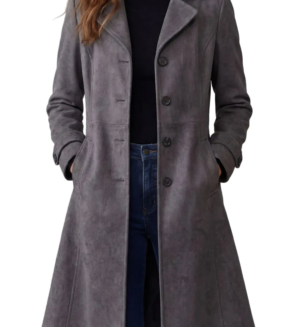 Delvienne – Vintage suede finish – Longline coat
