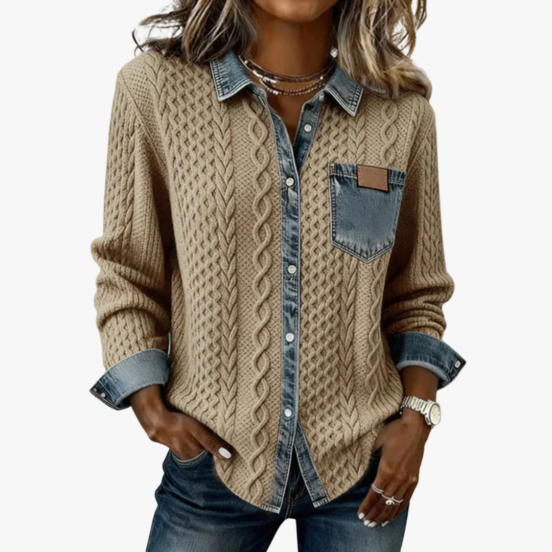 Knit Top – Denim Accent Detail